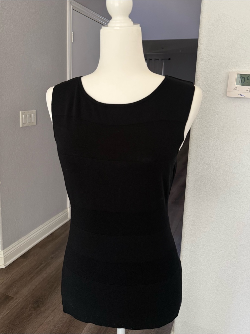 Cache Black Sleeveless Knit Shell Top